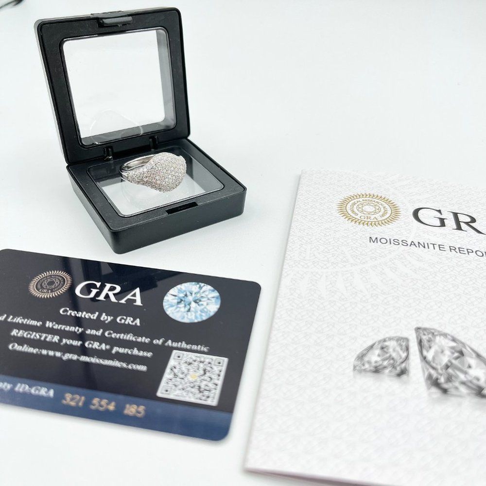 VVS Moissanite ICED Classic Style Ring, Solid 925 Sterling Silver Finger Ring - Picture 3 of 5